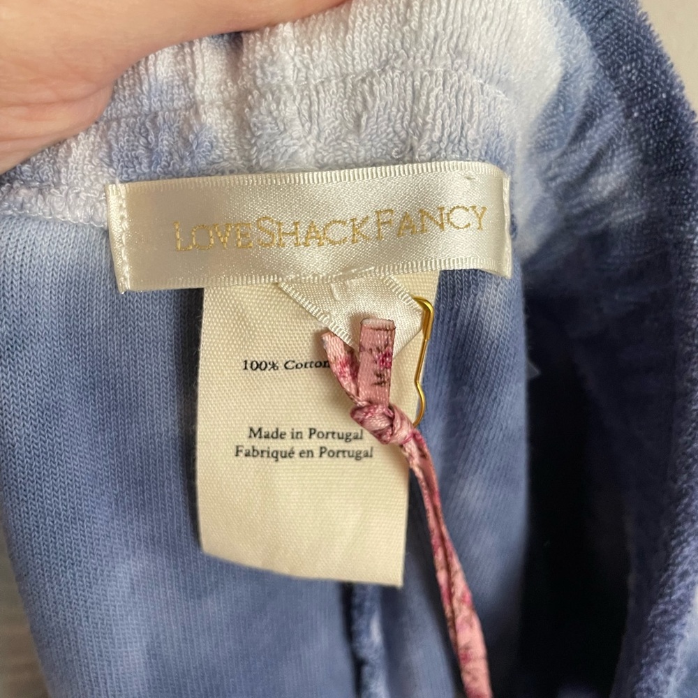 LoveShackFancy Santinella Tie Dyed Lounge Pant Blue Size Large NWT - Picture 4 of 7